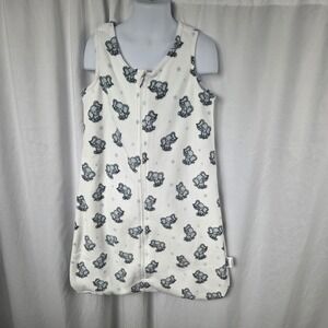 African Beginnings Sleep Sack Baby Medium White Gray Elephant Microfleece Zip